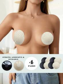 4pairs Seamless Invisible Silicone Nipple Covers - Multicolor - View 6