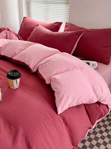 2/3 件套柔粉色床上用品套装 - 最佳奢华家居卧室床品套装，包含 1 个被套和 1/2 个枕套 - 价格实惠，品质优良，多种尺寸可选，适用于单人床、双人床、大号床、特大号床，也适合学校使用。 - 酒紅色 - 查看 2