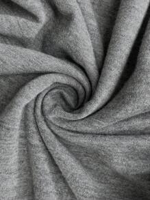 2 件大码圆领拼色长袖上衣和抽绳腰慢跑裤套装 - 彩色 - 查看 3