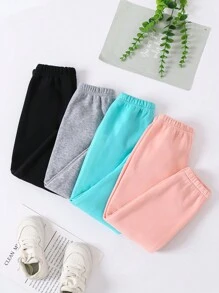 SHEIN 4件套少女简约休闲街头风运动裤套装，秋冬季 - 彩色 - 查看 2