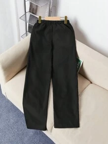SHEIN Explorewe 男童休闲裤，时尚秋冬款 - 黑色 - 查看 3