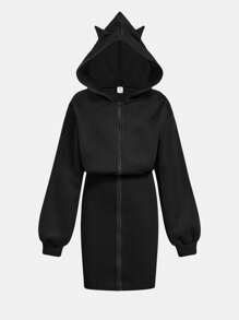 Áo nỉ có mũ trùm đầu thông thường dành cho nữ của Tween cho mùa Thu/Đông, Halloween - màu đen - Xem 1