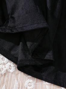 Baby Girl Color Block Lace Patchwork Casual Dress, Spring & Autumn - Black - View 7