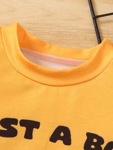 SHEIN Áo thun đơn giản cổ tròn tay ngắn in chữ và hình ô tô cho bé trai, mặc thường ngày - Màu vàng - Xem 6