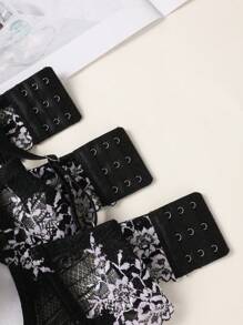 3pcs/Set Lace Underwire Lingerie Bras For Women - Black and White - View 3