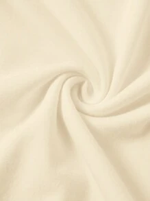 SHEIN BASICS 女士纯色简约日常圆领长袖 T 恤 - 杏色 - 查看 7