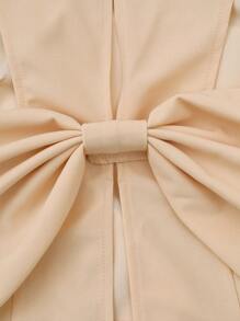 Franclia Áo cánh đơn giản không tay cổ tròn trơn dành cho nữ có nơ trang trí, áo không tay - Màu be - Xem 6