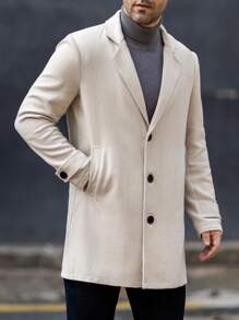 Calvornis 男士人字形翻领长袖休闲夹克，春秋季 - 杏色 - 查看 5