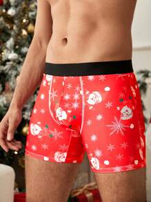 Wedaily 4pcs Men's Allover Print Fashion Casual Comfortable Boxer Briefs, Christmas - Multicolor - View 8