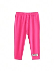 SHEIN Babygirl 可爱针织字母图案长袖上衣和松紧腰裤套装 - 西瓜粉 - 查看 10