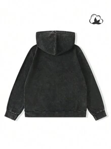 Manfinity EMRG Sudadera informal con capucha y cremallera con estampado de ojo para hombre