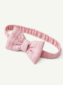 Cozy Pixies 2pcs Baby Girl Solid Color Round Neck Ruffle Trim Waist Dress & Bowknot Headband Set - Pink - View 4