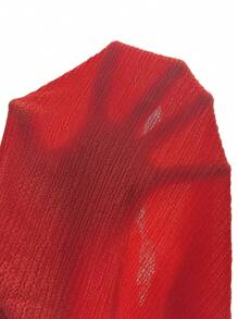 Soleia WYWH 女士度假风格纹理前扭纹抹胸红色迷你连衣裙 - 紅色 - 查看 8