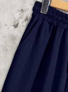 RueChic 100% Cotton Men Embriodery Short Sleeve Regular Shirt & Pants Two-Piece - Navy Blue - View 5