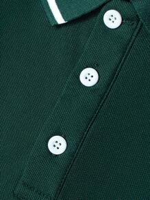 Manfinity Homme Men Contrast Trim Polo Shirt - Dark Green - View 7