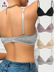 4pcs Women Seamless Underwire Bra Set With Cup Coasters - Multicolor - View 2