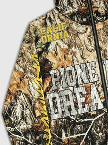 ROMWE MEN Street Life Men's Full Zip-Up Hoodie Sweatshirt With Digital Letter Print - Multicolor - View 7