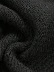 DAZY 女式修身不对称领口设计短款毛衣裙，新年除夕露肩秋冬舞会礼服 - 黑色 - 查看 9