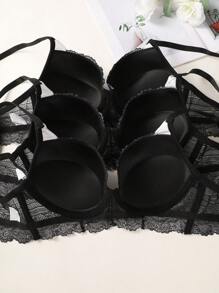 3pcs/Set Lace Underwire Lingerie Bras For Women - Black and White - View 2