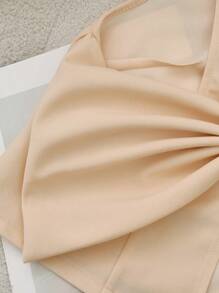 Franclia Áo cánh đơn giản không tay cổ tròn trơn dành cho nữ có nơ trang trí, áo không tay - Màu be - Xem 3