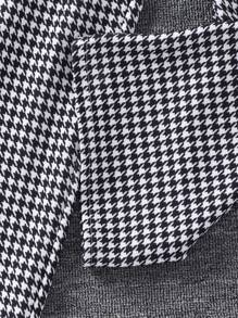 Tween Girl Houndstooth Patchwork Long Sleeve Top With Belt + Houndstooth Pants 2pcs Set - Black and White - View 7