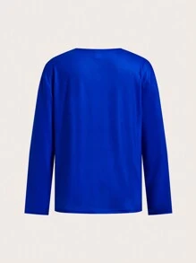 SHEIN Leap Crew 4入組兒童青少年男童運動足球印花圓領寬鬆針織長袖T恤，每款1件。適用於春季、夏季、秋季和冬季的日常、旅遊、休閒、通勤和校園穿著。 - 彩色 - 查看 2