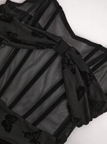 L'Amorae Butterfly Print Sleeveless Cami Dress - Black - View 9