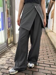 DAZY 2 件套女士休闲阔腿裤套装 - 灰色 - 查看 7