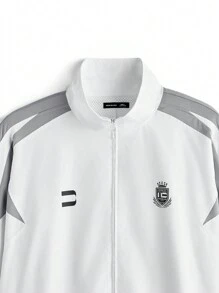 Manfinity VCAY Áo nỉ in chữ tương phản dạng lưới dáng rộng cho nam phong cách đường phố, phù hợp cho mùa thu/đông - Nhiều màu - Xem 8