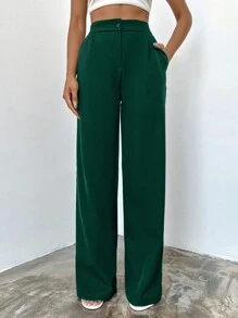 SHEIN Pantaloni suit monocolore tasca inclinata
