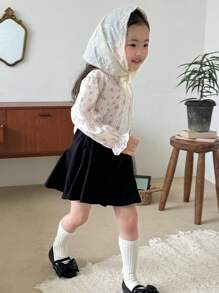 Dazy Kids Quần áo mùa thu cho bé gái, Áo sơ mi in họa tiết hoa toàn thân cho bé gái, Quần áo đi học cho bé gái dịp Lễ Phục Sinh - Màu be - Xem 5