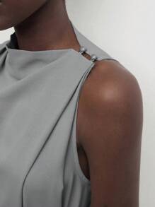 BizChic Women's Sleeveless Solid Color Maxi Tie-Waist Casual Dress