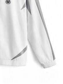 Manfinity VCAY Áo nỉ in chữ tương phản dạng lưới dáng rộng cho nam phong cách đường phố, phù hợp cho mùa thu/đông - Nhiều màu - Xem 13