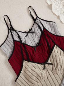 Snug Zone 3pcs/Set Solid Color Casual Pajama Set Holiday Season Outfit - Multicolor - View 5