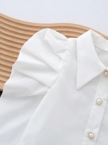 SHEIN Blusa blanca de manga larga con volantes para bebé niña, otoño/invierno - Blanco - Ver 3