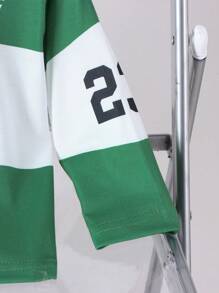 男婴时尚赛车和字母印花长袖 T 恤，休闲装 - 墨綠色 - 查看 4