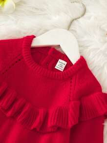 Vestido de suéter rojo para bebé niña, suave y cómodo, adecuado para Navidad, fiesta de Año Nuevo, Halloween, se puede usar dentro o fuera - Rojo - Ver 5