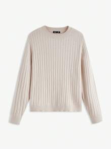 Manfinity VCAY Men's Fitted Crew Neck Casual Knit Sweater, Suitable For Autumn & Winter