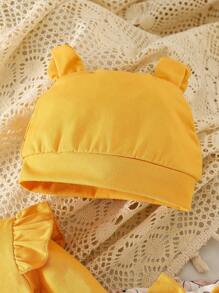 SHEIN Playful Pals Baby Girl 2pcs Set Teddy Bear Placement Print Bodysuit + Teddy Bear Digital Print Pants - Yellow - View 5