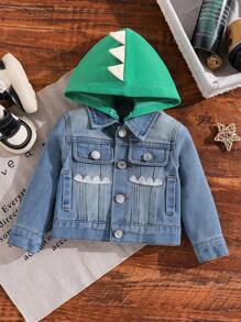 Design Stilvoller süßer Dinosaurier Patchwork Baby Jungen Lässige ausgewaschene vintage hellblaue Denim Jacke