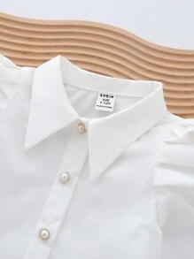 SHEIN Blusa blanca de manga larga con volantes para bebé niña, otoño/invierno - Blanco - Ver 4