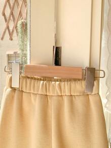 SHEIN 年轻女孩优雅法式棕色字母刺绣针织宽松长袖运动衫和裤子套装，秋冬