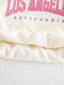 Cozy Pixies 2pcs Baby Girls Loose Letter Pattern Dropped Shoulder Hooded Sweatshirt And Leggings Fall Clothes Set, Casual Cute - Pink - View 4