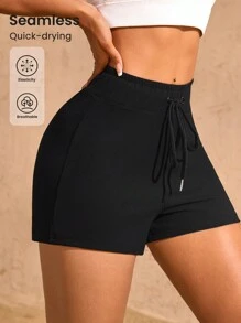 SHEIN Sports 中高端女士黑色宽松舒适短裤 - 黑色 - 查看 4