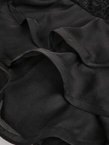 L'Amorae 亮片节日派对分层欧根纱迷你连衣裙，圣诞服装女士 - 黑色 - 查看 11