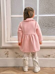 SHEIN Baby Girls Casual Bow Decor Jacket, Autumn Winter - Pink - View 2