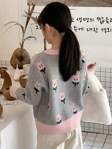 DAZY Girls Round Neck Sweater - Grey - View 7