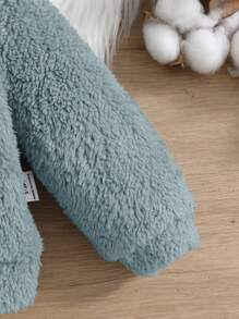 SHEIN 新生男婴/女婴可爱刺绣字母图案连帽夹克和裤子套装，秋冬