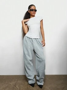 SUMWON WOMEN 基本款缩水版型日常休闲短袖基本款短款上衣圆领修身夏季主打经典T恤 - 白色 - 查看 4