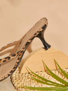 SHUZIA Quần lọt khe hở gót họa tiết da báo tối giản cho nữ - màu nâu - Xem 4